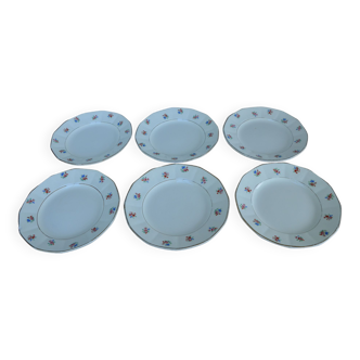 Lot de 6 assiettes à dessert Sarreguemines, motif fleurs