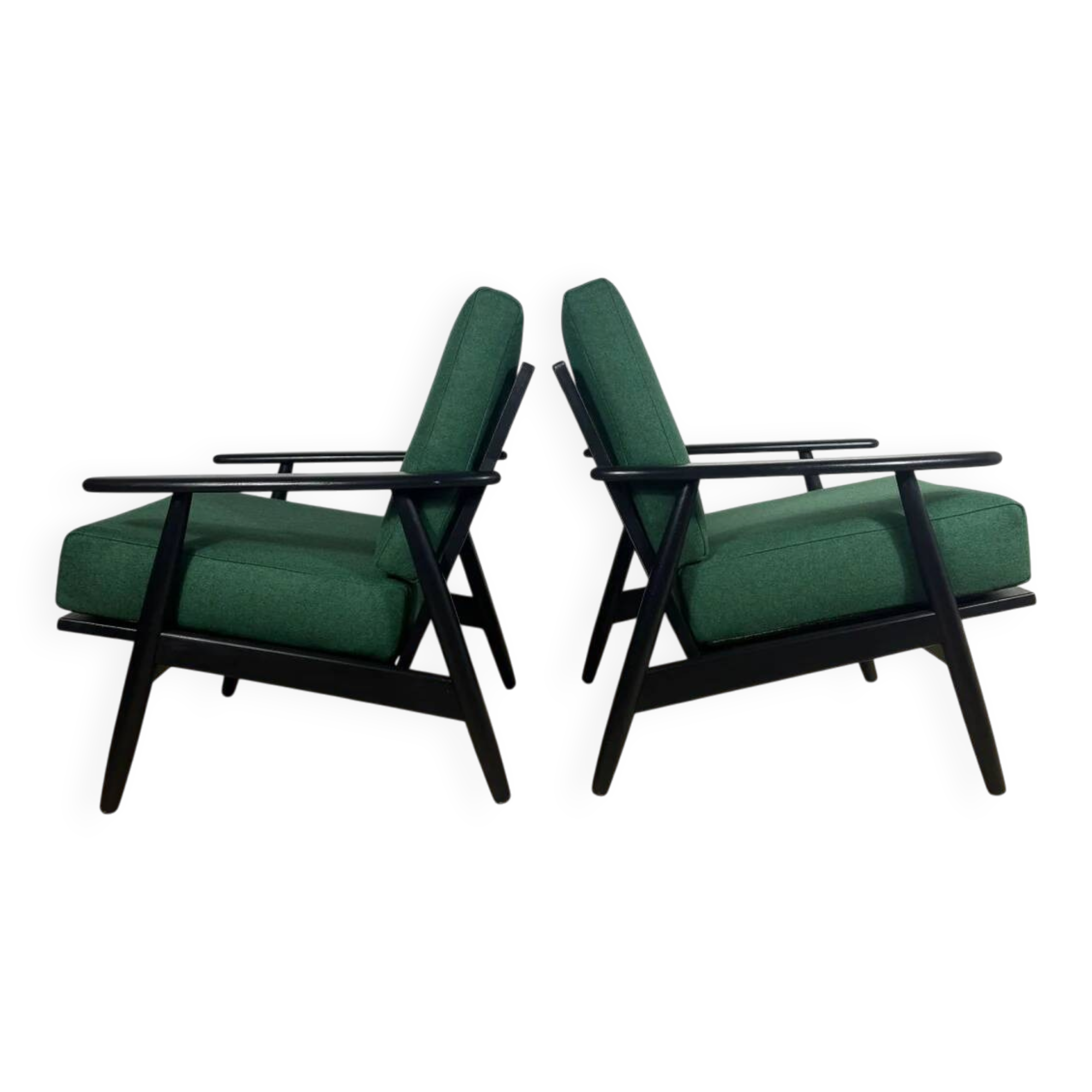 Pair of Danish armchairs from the 1960s – Mid-century seats in teak and fabric