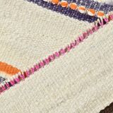 2x11 Brown & Cream Vintage Kilim Runner Rug, 75x337Cm