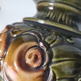 Vase H Germany signé numéroté vert fleurs