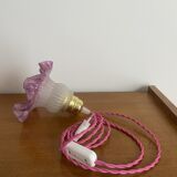 Purple tulip walking lamp in polished glass and twisted wire pink fushia