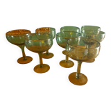 8 coupes en verre soufflé de Biot ( cocktail , coupe à fruits )
