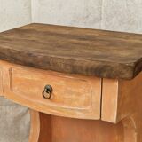 Pair of orange-pink patinated bedside tables