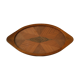 Oval wooden tray with glass and artisanal marquetry from the 70s.