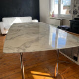 Marble effect table and chrome legs