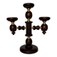 Vintage brutalist wooden candelabrum with gold hardware.