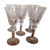 5 verres à vin en cristal ciselé signé LS