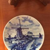 Assiette décorative Delft bleu décorée à la main  vintage