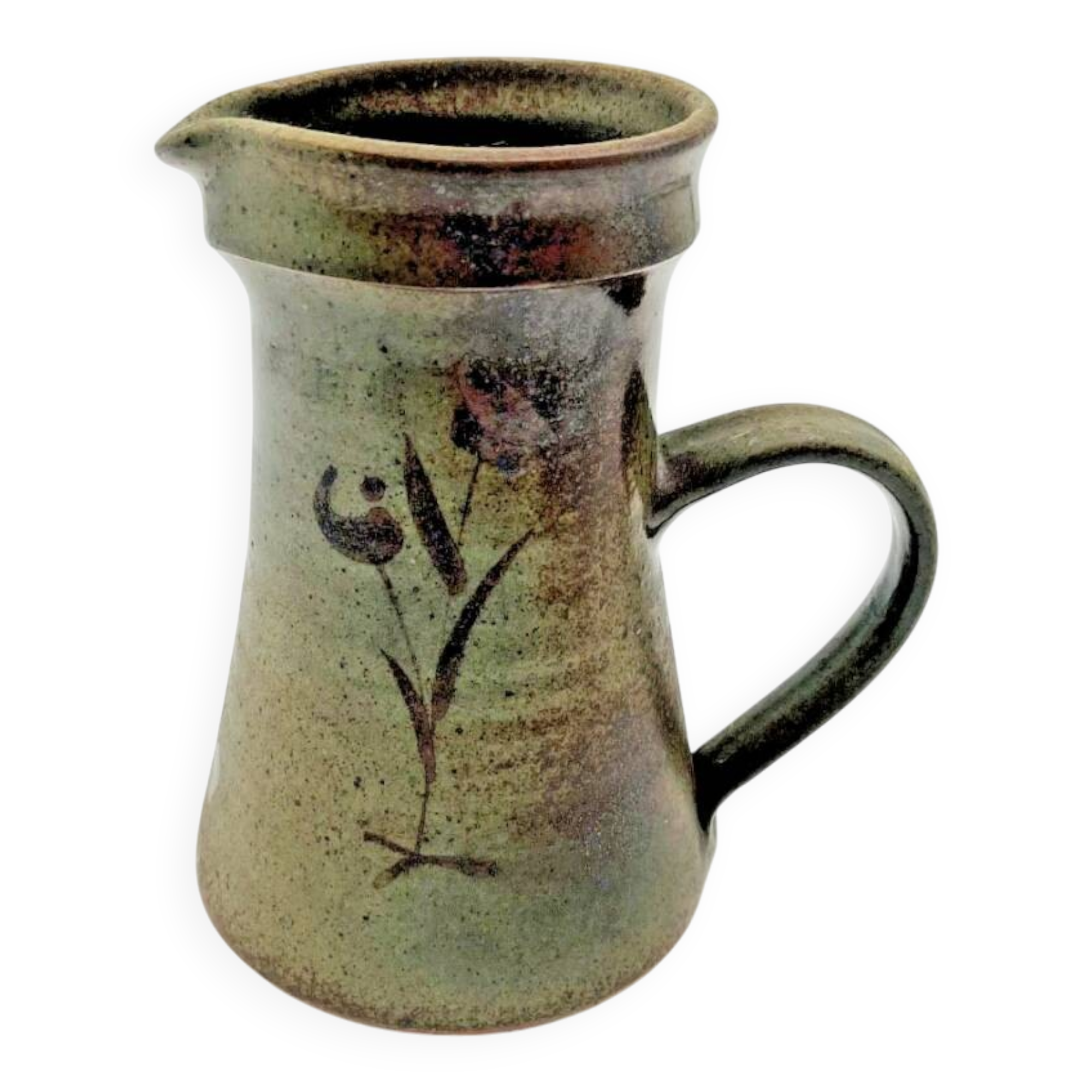 Savoyard glazed terracotta pitcher with leaf decoration - 661005