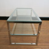 Coffee table in glass and chromed metal