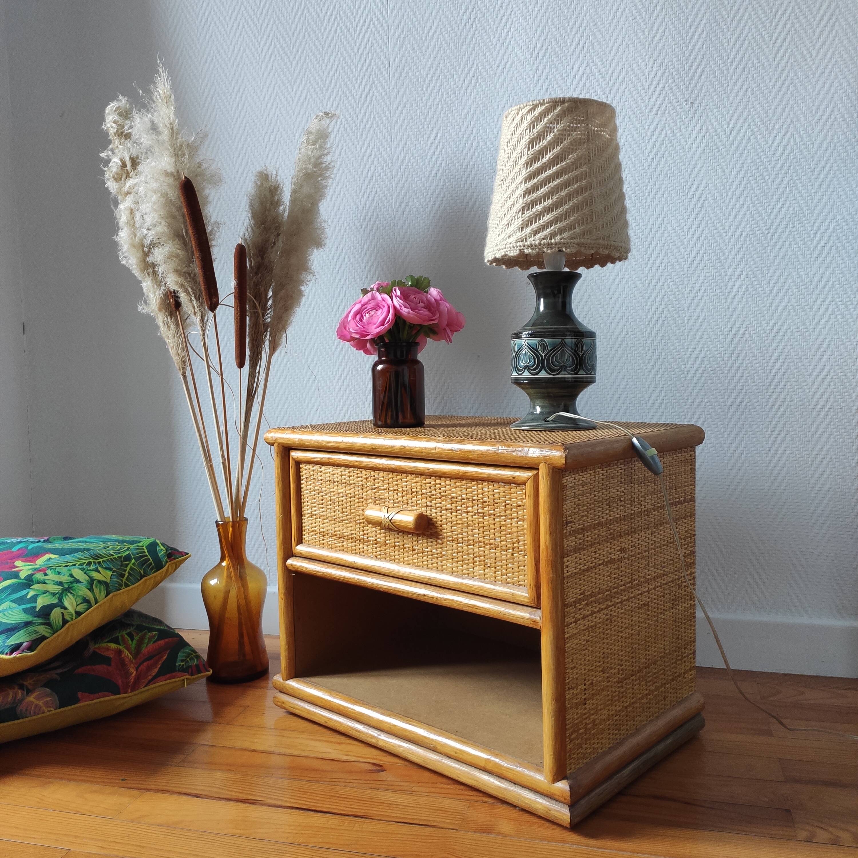 Rattan bedside table