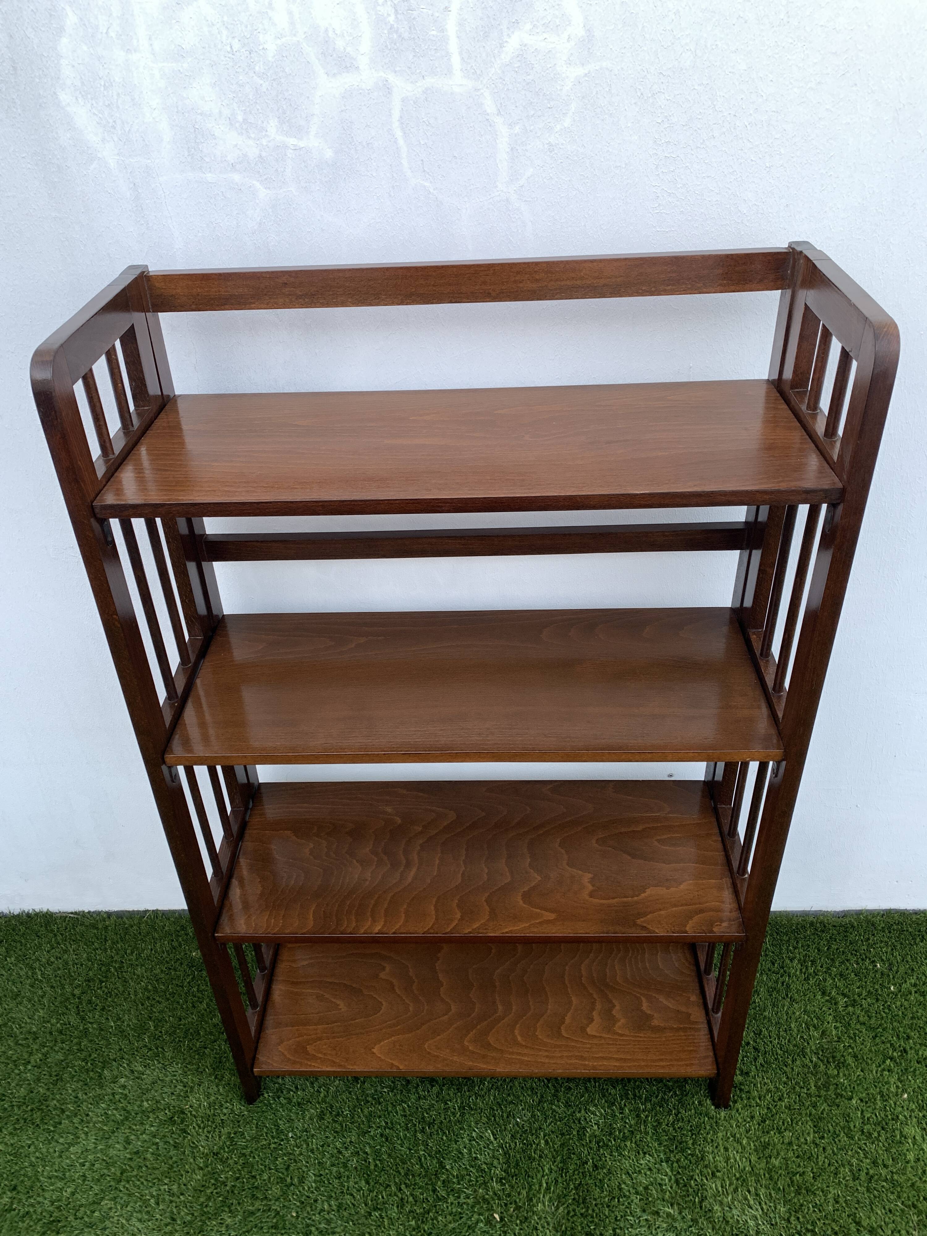Bibliothèque pliante en bois, 4 étagères, 1950