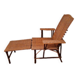 Folding rattan lounge chair, or chaise longue