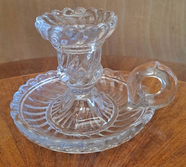 Bougeoir à main en cristal de Baccarat modèle Bambous Tors