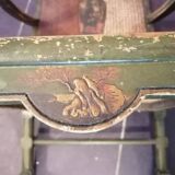 19th century Japanese armchair in green lacquer and cane