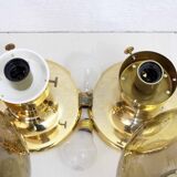 Pair of golden smoked glass lamps