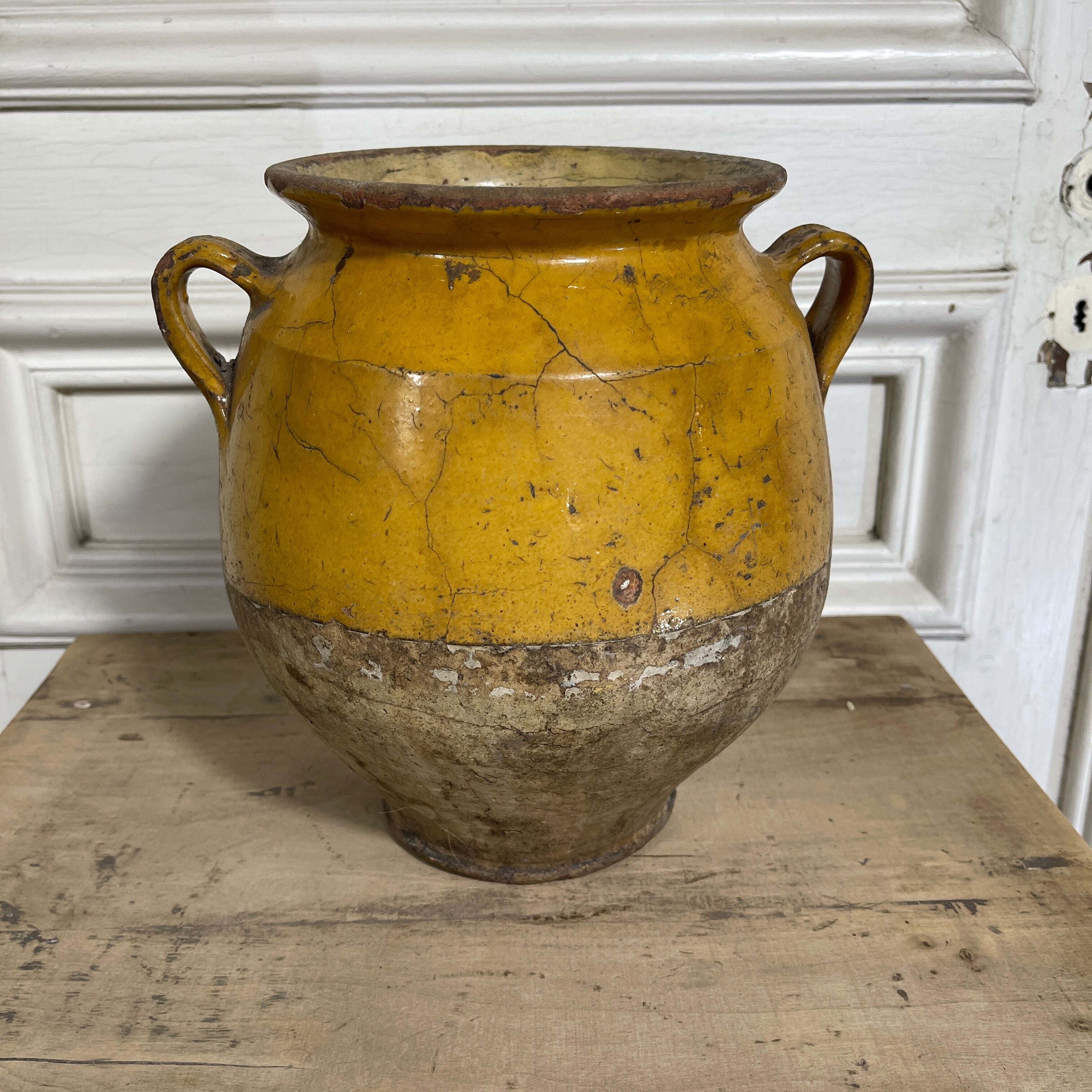 Confit pot in yellow glazed terracotta late 19th century