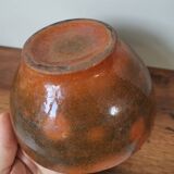 Vintage bowl, old enameled ceramic, wood fired