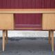 Bureau années 60 allemand en bois de hêtre pieds compas
