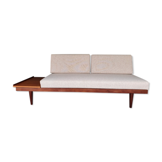 Daybed sofa in teak and beige fabric design Ingmar Relling, vintage Scandinavian 1960