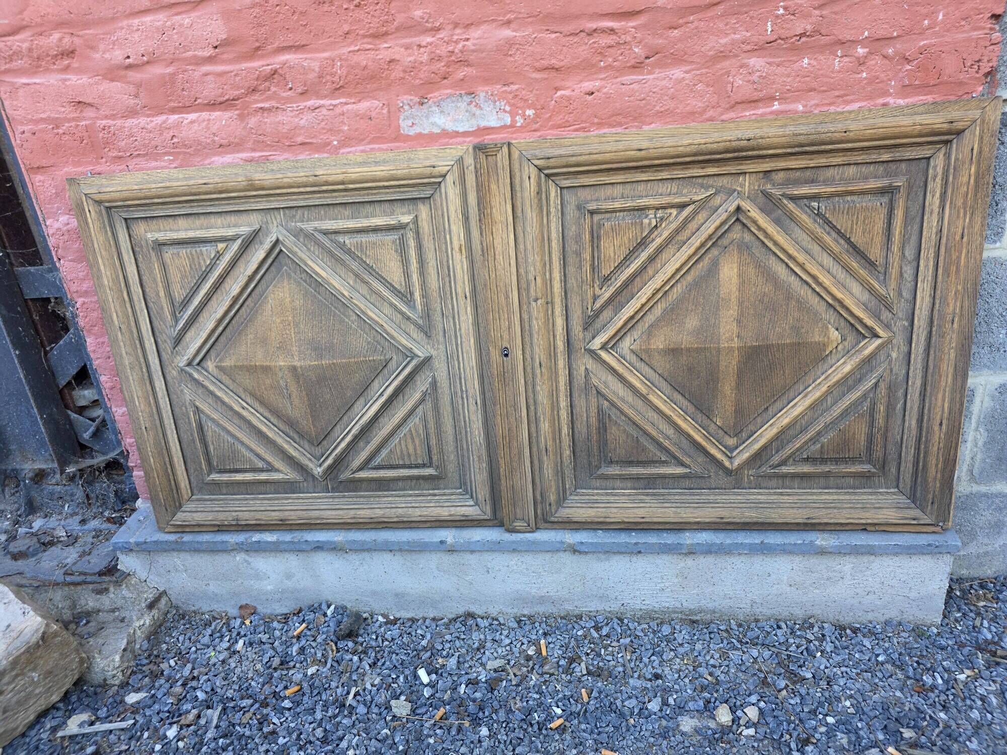 Pair of old solid oak doors