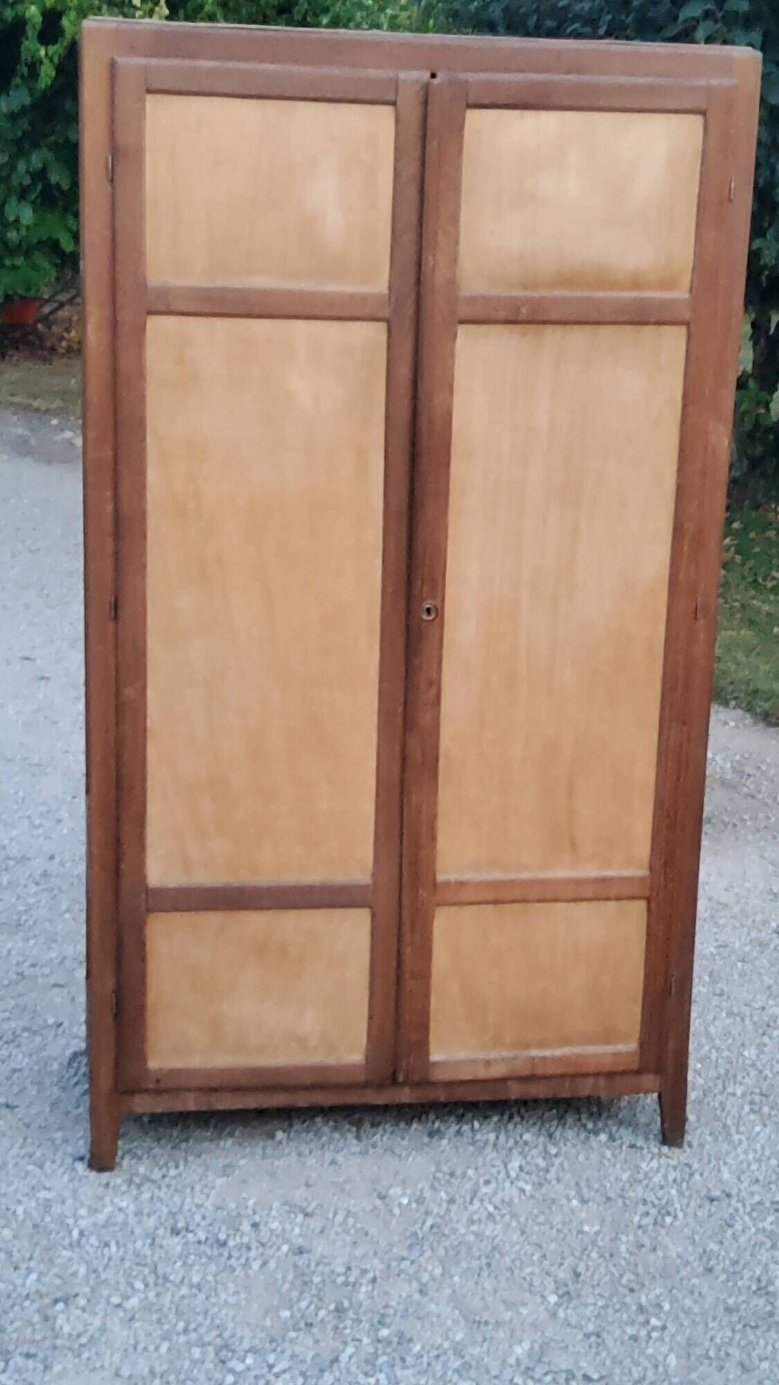Parisian 2-door wardrobe in oak and poplar from the 1950s