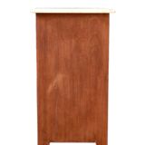 Solid wood confiturier, marquetry door, and marble top, 40x42x80cm.