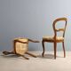 Pair of antique Louis-Philippe chairs in walnut and fabric, Italy, 19th century.
