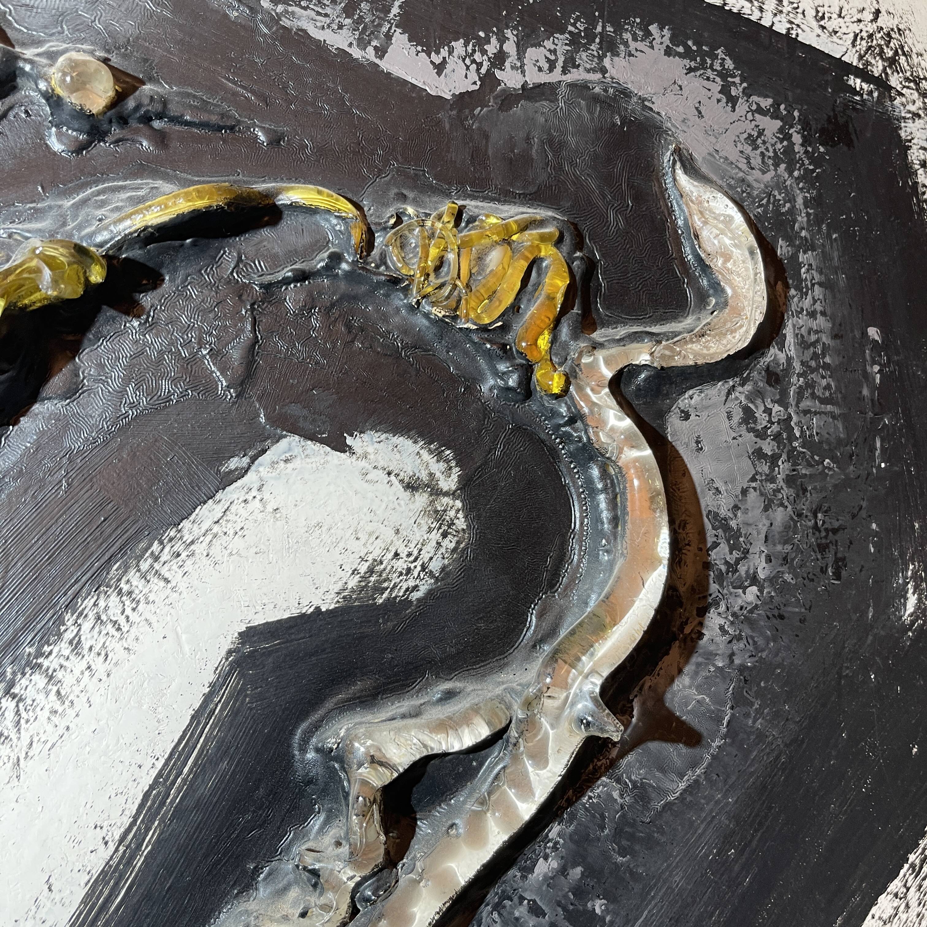 Abstract table, Gilbert AUQUIERE "Fusion XXI" mixed media, 1965