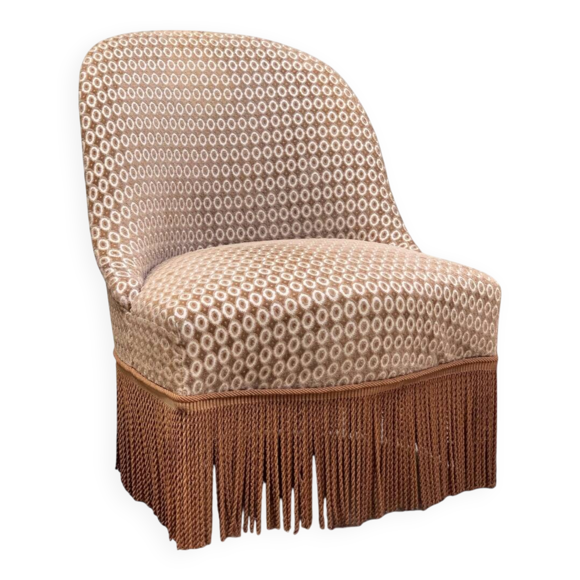 Vintage chocolate velvet toad armchair