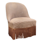 Fauteuil crapaud vintage en velours chocolat