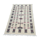 Hand-made black and pink white wool rug  210x105cm