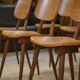 Set of 10 oak chairs from the 1960s.