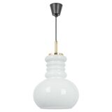 Large white opaline glass pendant light by Peill Putzler, Germany, 1970.