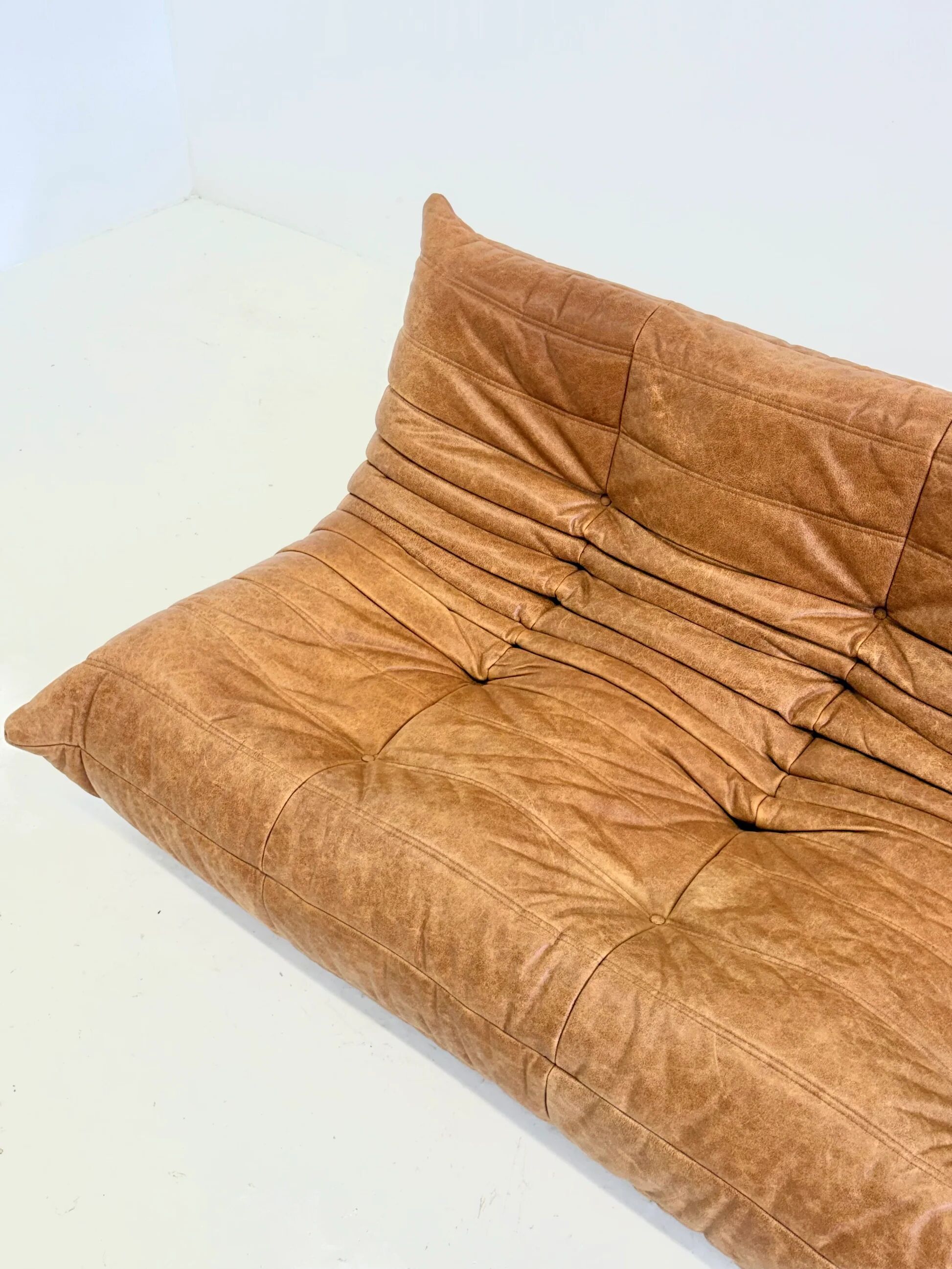 Ligne Roset Togo 3-seater in cognac leather