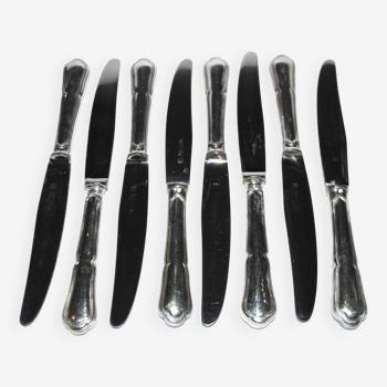 Lot de 8 couteaux de table spatours en métal argenté reneka vintage filet contours 24.5cm