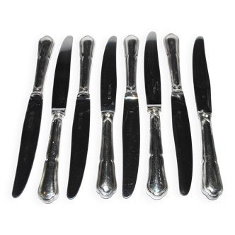Set of 8 spatours table knives in silver metal reneka vintage fillet contours 24.5cm