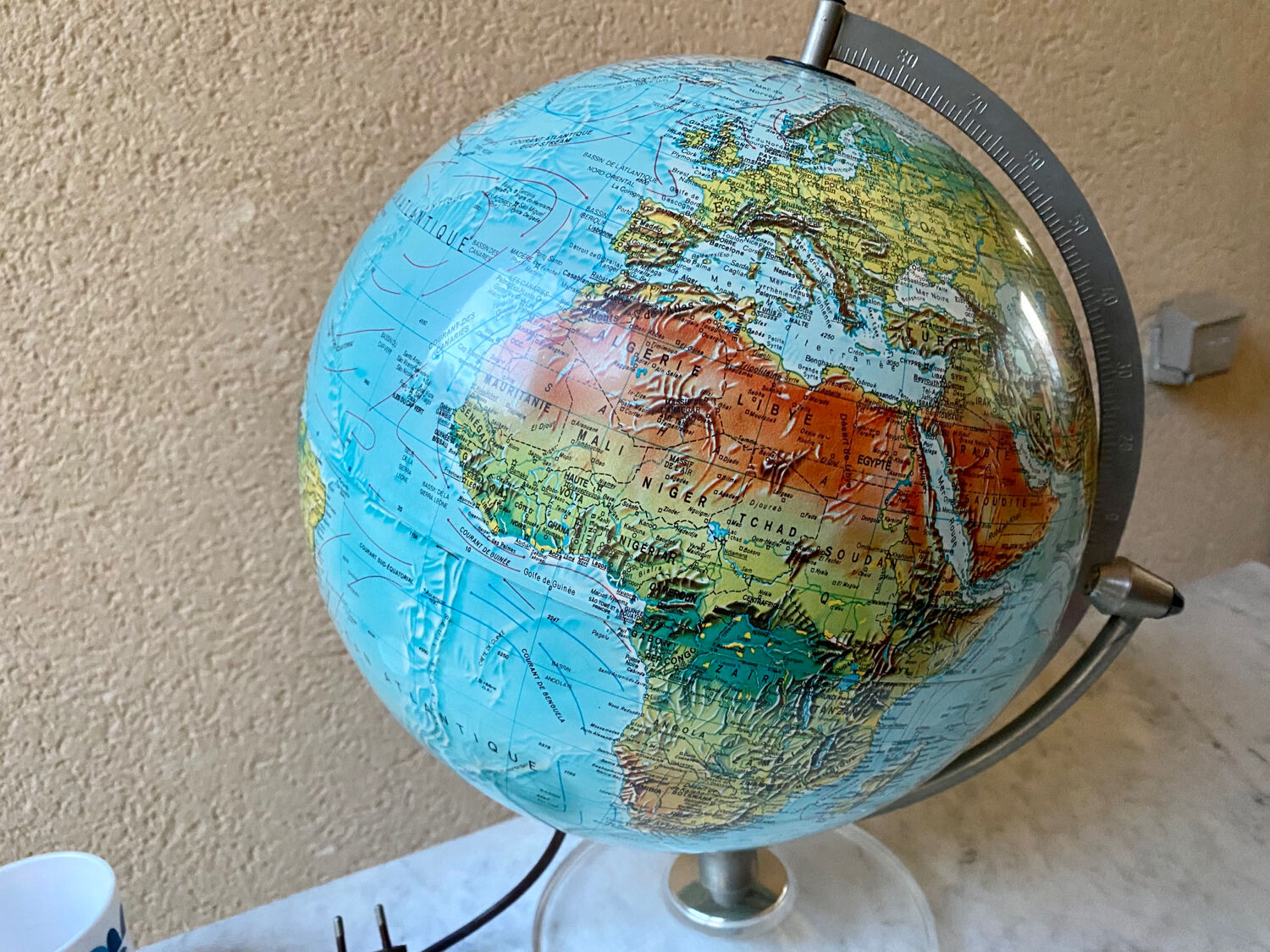 World map lamp Scan-globe Denmark vintage 1972 swivel & tiltable