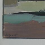 Hamlet in winter - Gouache signed Auzenet framed