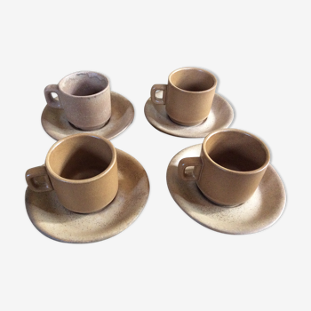 Série de 4 tasses à café en grès