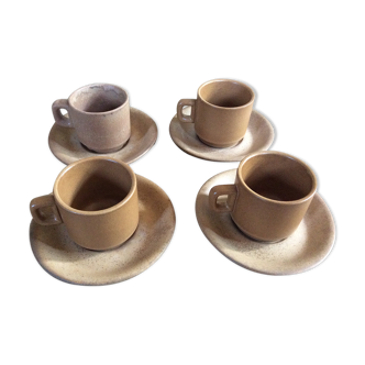Série de 4 tasses à café en grès