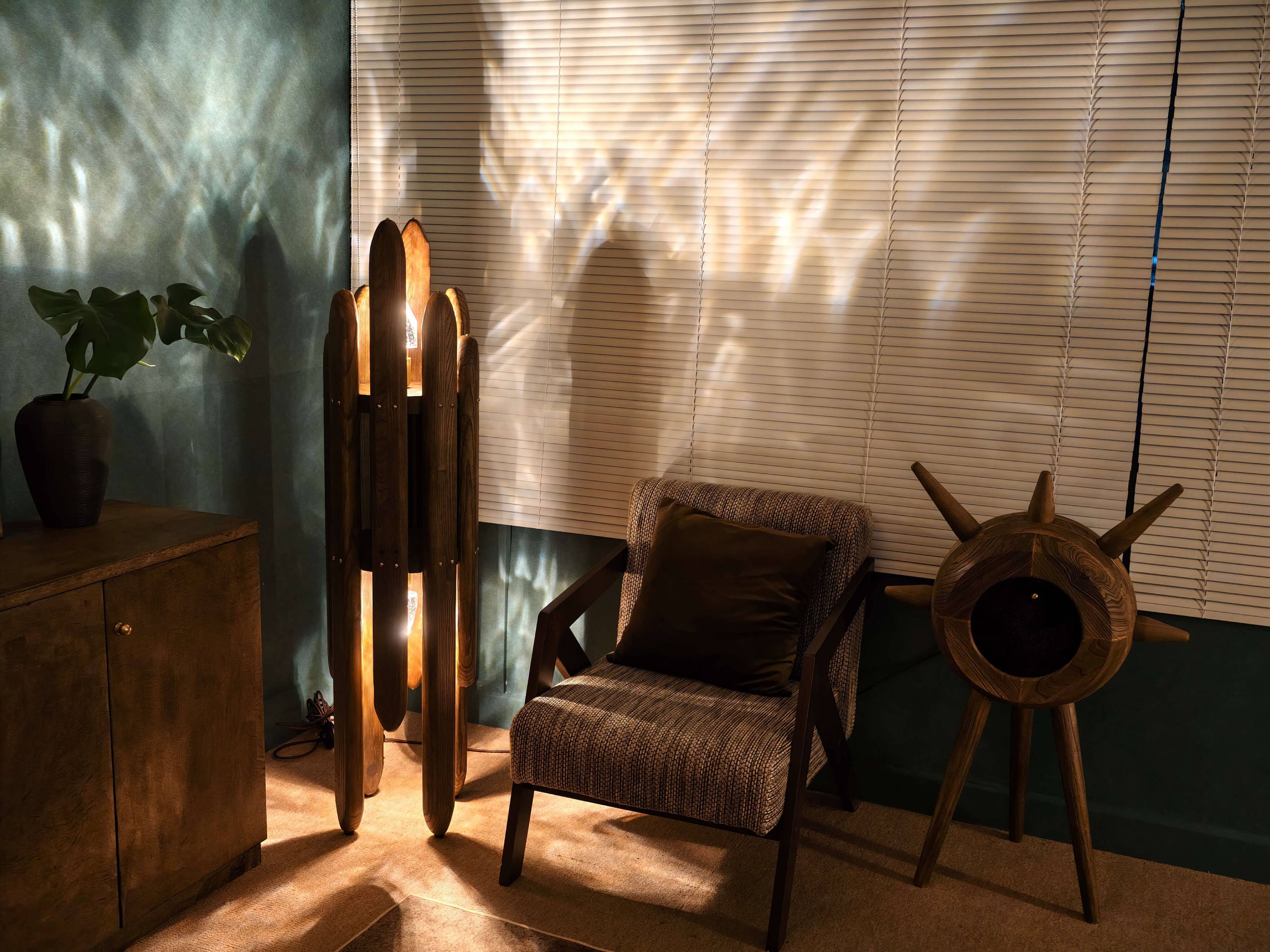 Mid-Century Modern Collectible Design Museum Quality Solid Wood Floor Lamp