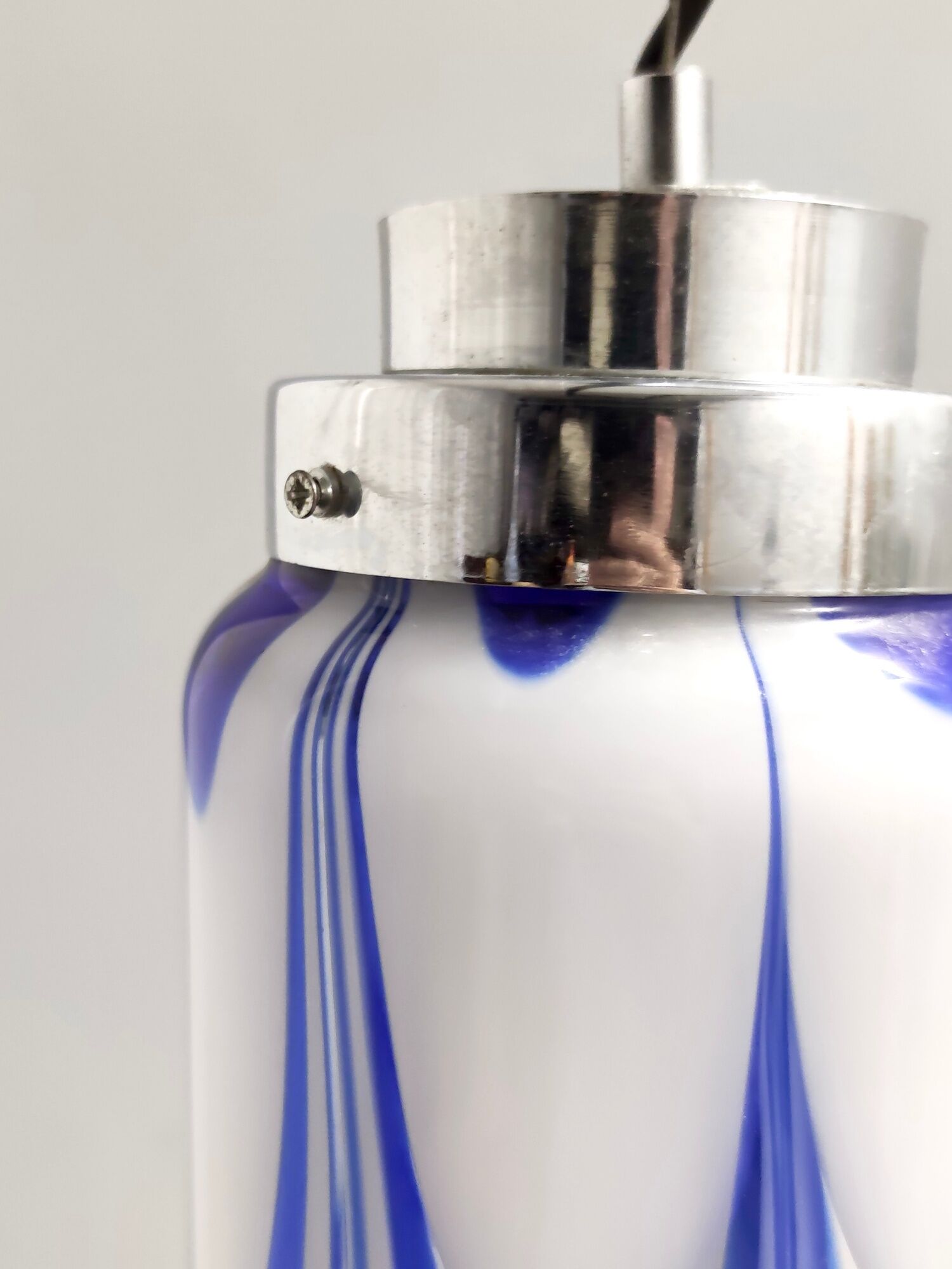 Postmodern blue & white murano glass pendant lamp
