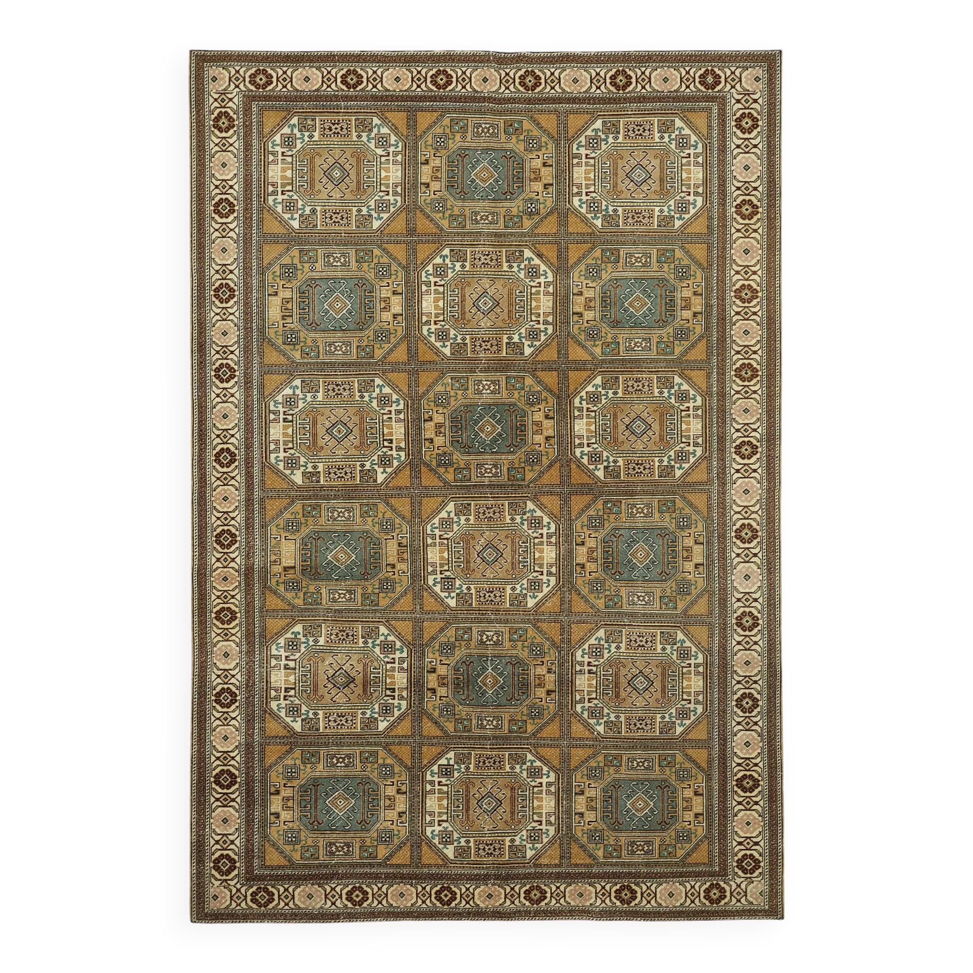Turkish Wool Vintage Kayseri Rug 197 cm x 290 cm