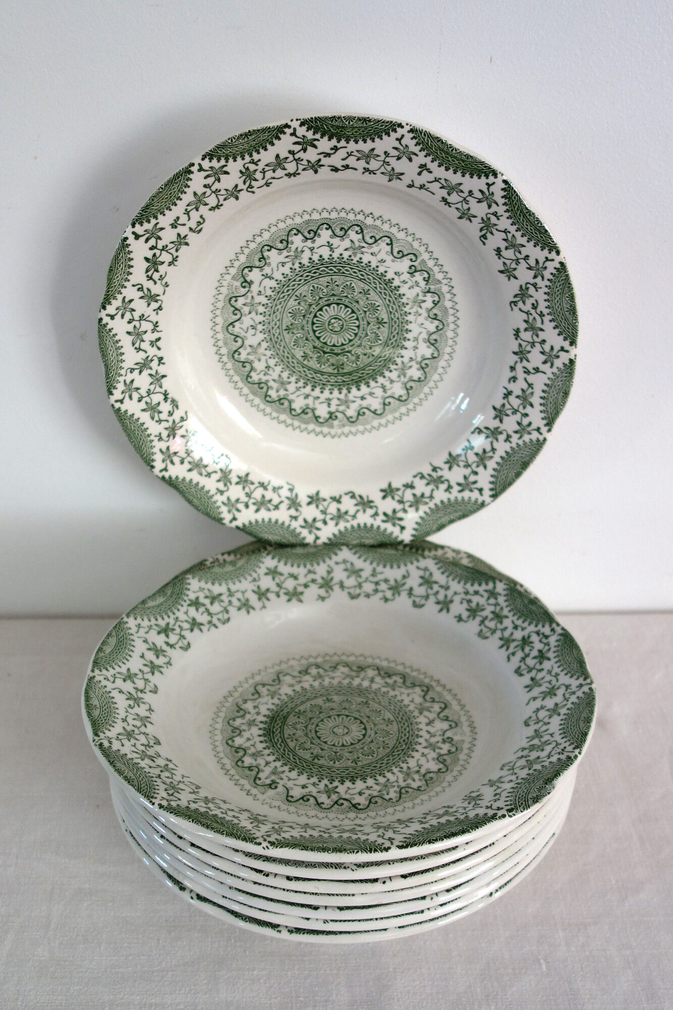 8 deep plates Fine Ware pottery