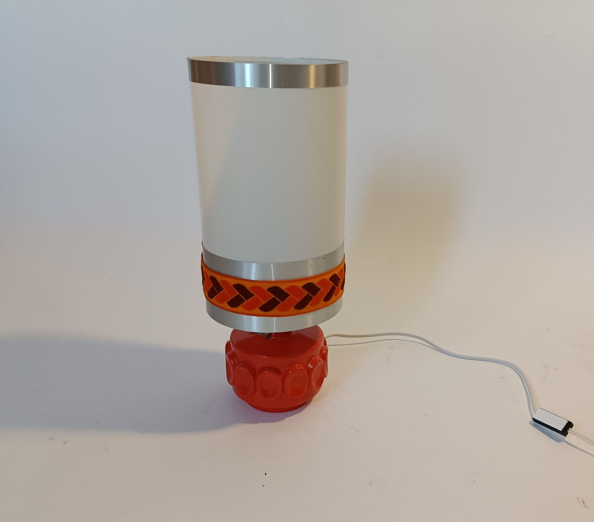 Vintage orange glass lamp signed Robert de Schuytener, 1970.