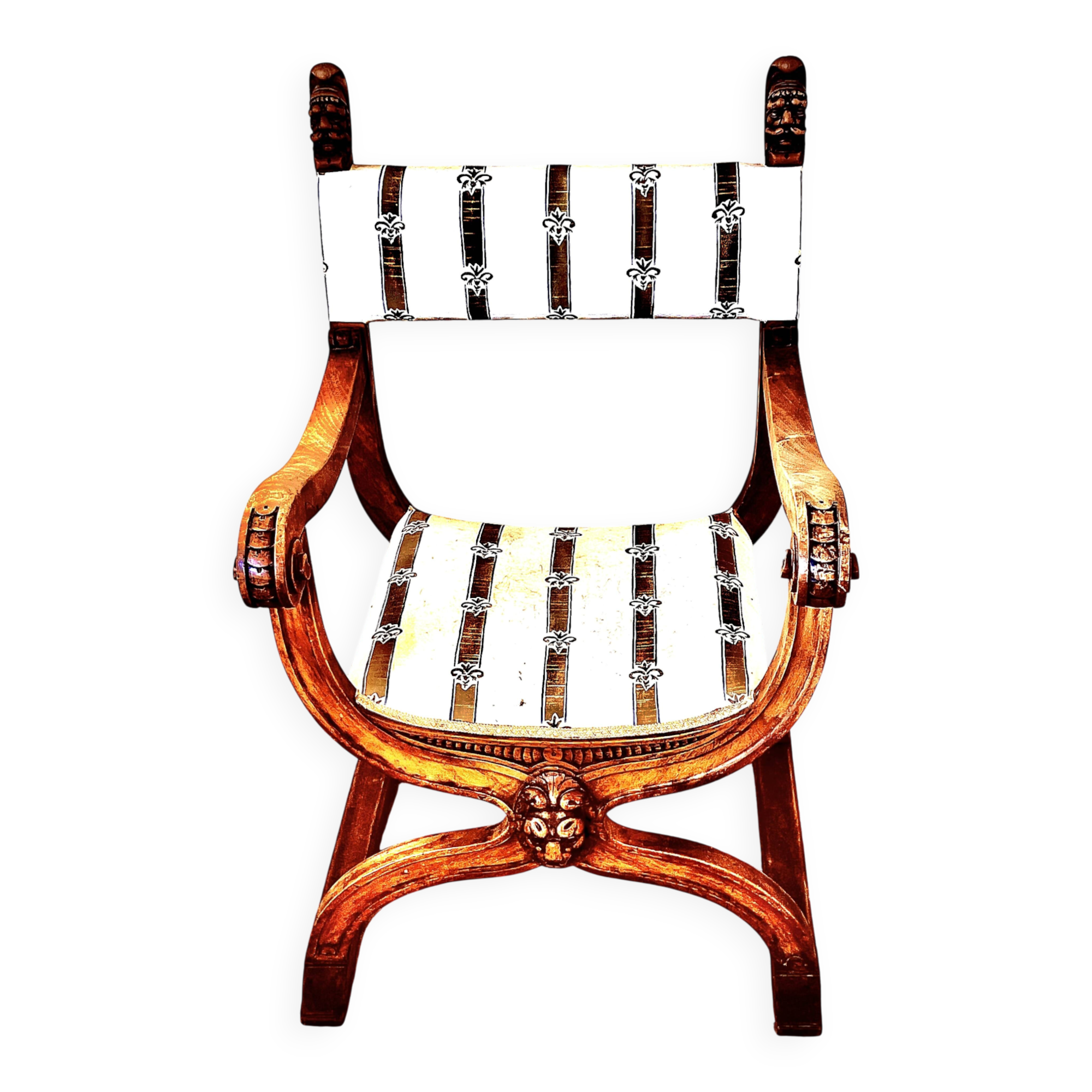 French Empire mahogany office chair with carved detail in the shape of