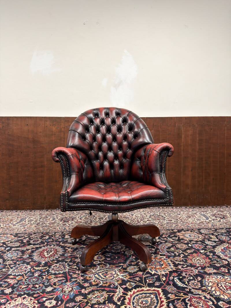English Oxblood Chesterfield Desk Chair Director Chair