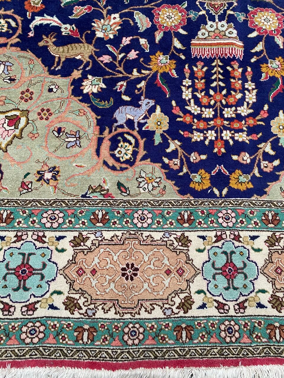 Large handmade Persian vintage Tabriz rug 300x395 cm