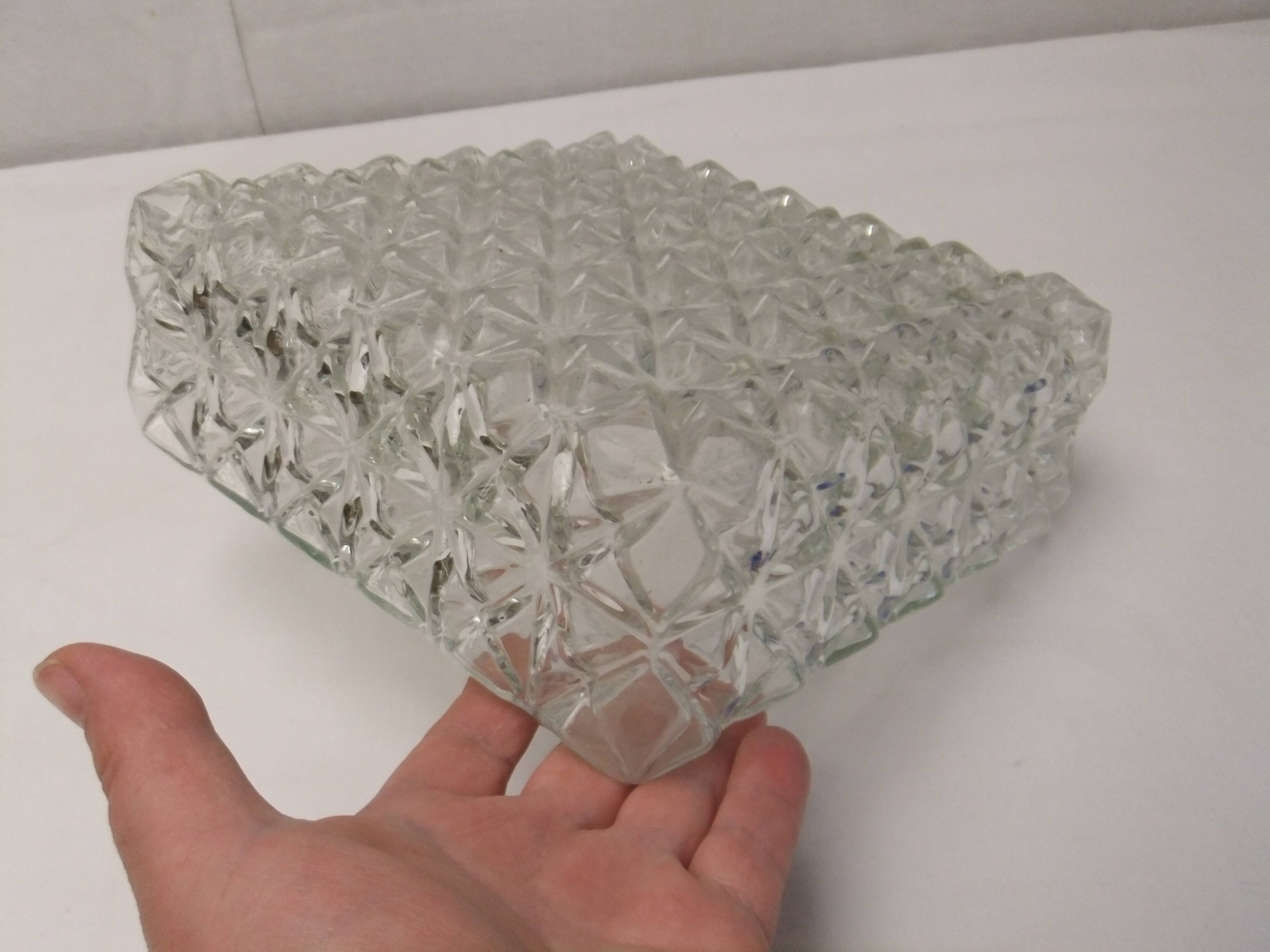 Old vintage ceiling light molded glass suspension chandelier